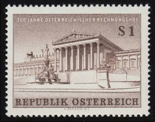 1101 200 Jahre öst. Rechnungshof, Parlament in Wien, 1 S, postfrisch  **