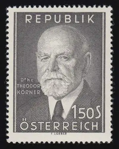 1031 Tod des Bundespräsidenten, Theodor Körner (1873-1957) 1.50 S, postfrisch **