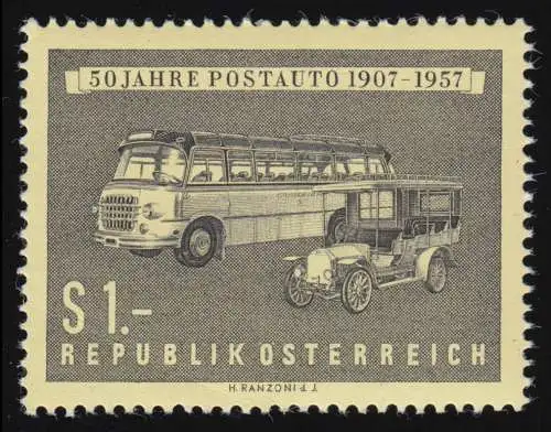 1034 50 Jahre Postauto, alter & moderner Postomnibus, 1 S, postfrisch **