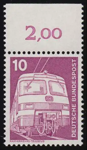 847 Ind.u.Technik 10 Pf ALTE Fluo, Oberrand ** postfrisch