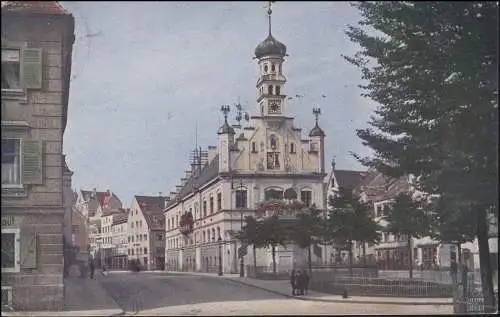 Ansichtskarte KEMPTEN in Allgäu - Rathaus, 3.8.1911, Fern-Postkarte nach Münster