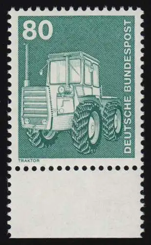 853 Ind.u.Technik 80 Pf ALTE Fluo, Unterrand ** postfrisch