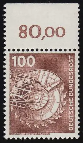 854 Ind.u.Technik 100 Pf ALTE Fluo, Oberrand ** postfrisch