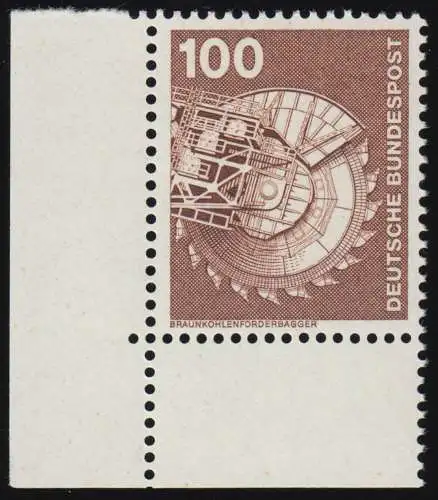 854 Ind.u.Technique 100 Pf ALTE Fluo, coin ul ** post-fraîchissement