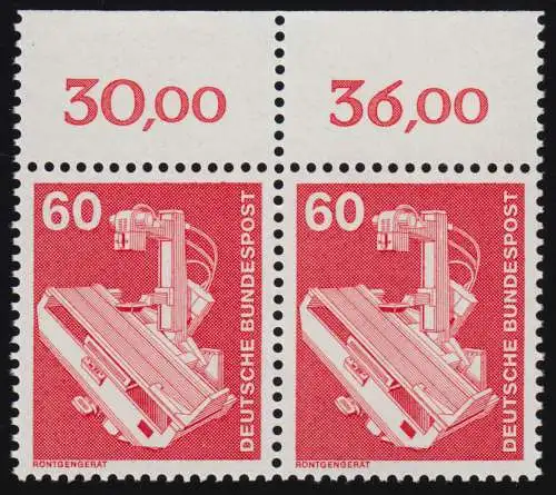 990 Ind.u.Technik 60 Pf ALTE Fluo, Paar OR ** postfrisch