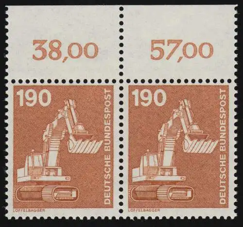 1136 Ind.u.Technik 190 Pf Paar OR ** postfrisch