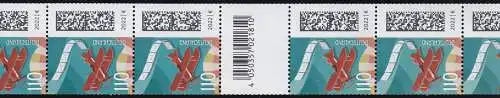 3671AII Luftpost 110 Cent, 11er RE 10-5 mit 3 gr. CF, 4. Auflage GELBE Fluo **