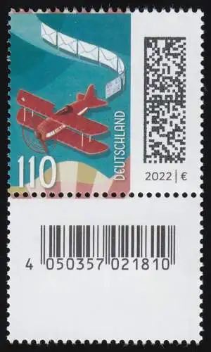 3671AII Airpost 110 cents avec n°, grand champ de code, 4e édition GELBE Fluo **