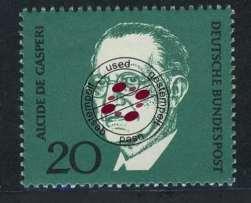 555 De Gasperi 20 Pf aus Block 4 Adenauer O