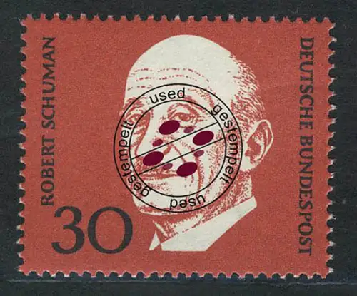 556 Robert Schuman 30 Pf aus Block 4 Adenauer, gestempelt O