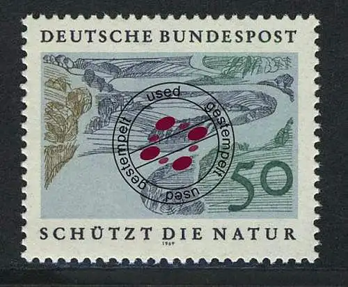 594 Naturschutzjahr 50 Pf Flusslandsdchaft, gestempelt O