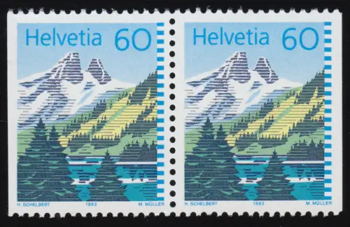 1489I Dl/Dr Bergseen 60 Cent, Paar links und rechts ungezähnt, postfrisch **