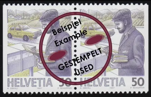 1343 Dl/Dr Postbot 50 cents, paire de liens et de lignes à droite, cacheté O