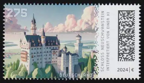 3855 Bâtiments historiques: Château de Neuschwanstein, NASSKLEBEND, frais de port **