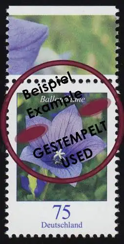 2835 Blume Ballonblume 75 Cent aus Bogen, gestempelt O