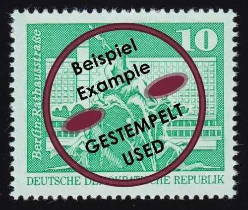 1843 Ib Aufbau DDR Großformat 10 Pf, Type Ib, gestempelt O