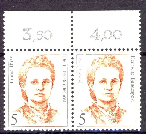 1405 Frauen Emma Ihrer 5 Pf Paar OR ** postfrisch