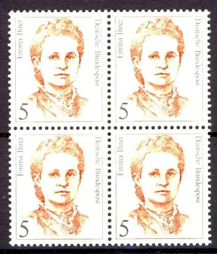 1405 Frauen Emma Ihrer 5 Pf Viererblock ** postfrisch