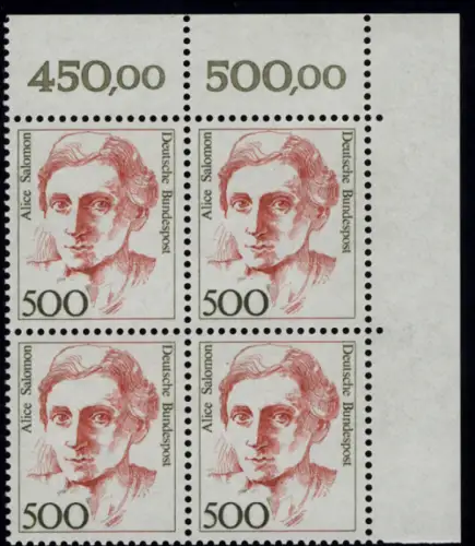 1397 Frauen Alice Salomon 500 Pf Eck-Vbl. or ** postfrisch