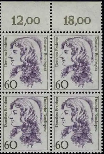 1332 Frauen Dorothea Erxleben 60 Pf OR-Viererbl. ** postfrisch