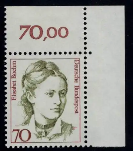 1489 Frauen Elisabet Boehm 70 Pf Ecke or ** postfrisch