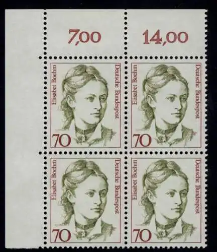 1489 Frauen Elisabet Boehm 70 Pf Eck-Vbl. ol ** postfrisch