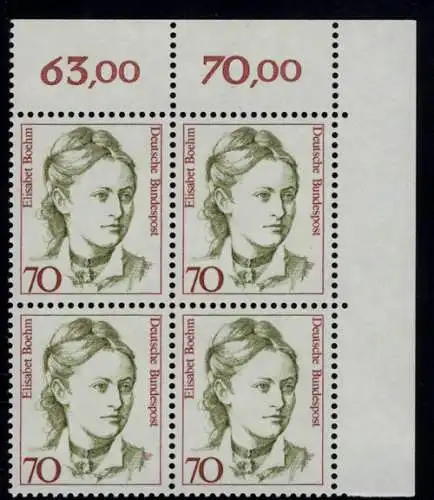 1489 Frauen Elisabet Boehm 70 Pf Eck-Vbl. or ** postfrisch