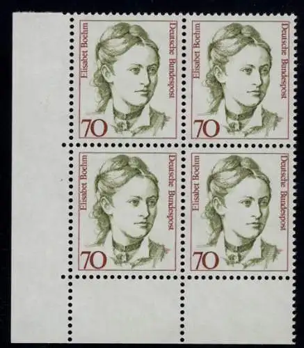 1489 Frauen Elisabet Boehm 70 Pf Eck-Vbl. ul ** postfrisch