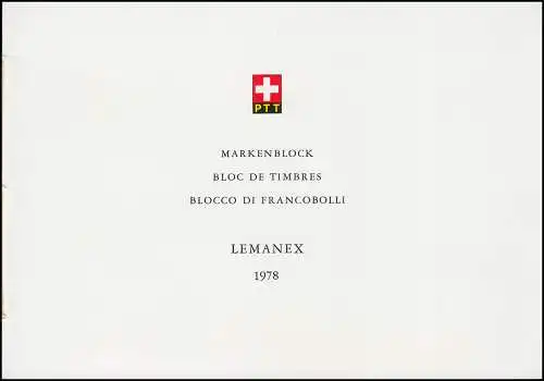 Schweiz Block 23 Lemanex 78 im amtl. Gedenkblatt ESSt Lausanne 9.3.78