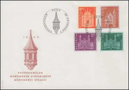 Schweiz 764-767 Baudenkmäler, Schmuck-FDC Bern 4.2.63 