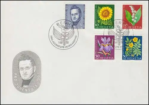 Schweiz 742-746 Pro Juventute 1961 Blumen, Schmuck-FDC Bern 1.12.61