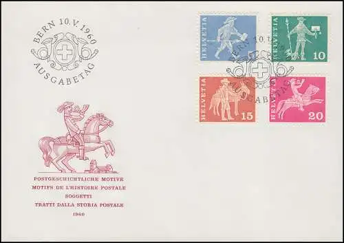 Schweiz 696-699 Postgeschichte 5 - 20 C, FDC ESSt Bern 10.5.60