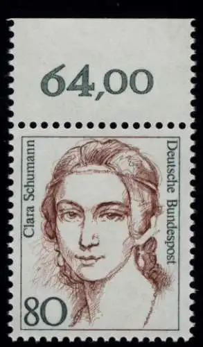 1305 Frauen Clara Schumann 80 Pf Oberrand ** postfrisch