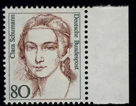 1305 Frauen Clara Schumann 80 Pf Seitenrand re. ** postfrisch