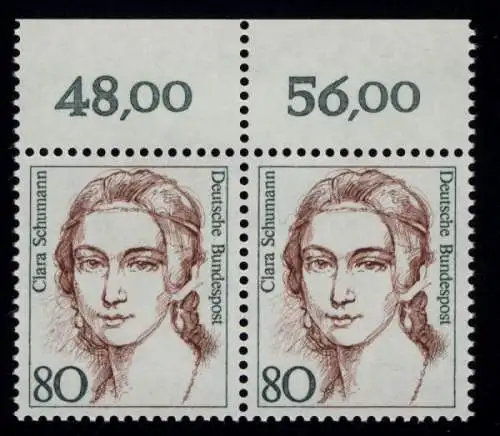 1305 Frauen Clara Schumann 80 Pf Paar OR ** postfrisch