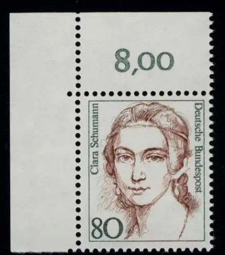 1305 Frauen Clara Schumann 80 Pf Ecke ol ** postfrisch