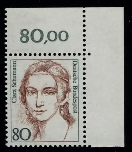 1305 Frauen Clara Schumann 80 Pf Ecke or ** postfrisch