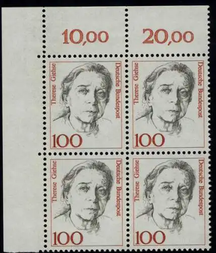 1390 Frauen Therese Giehse 100 Pf Eck-Vbl. ol ** postfrisch