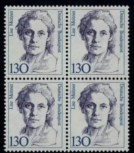 1366 Frauen 130 Pf Viererblock ** postfrisch