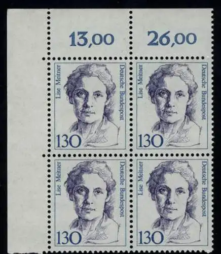 1366 Frauen Lise Meitner 130 Pf Eck-Vbl. ol ** postfrisch