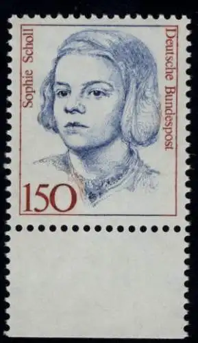 1497 Frauen Sophie Scholl 150 Pf Unterrand ** postfrisch