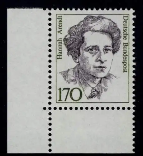 1391 Frauen Hannah Arendt 170 Pf Ecke ul ** postfrisch