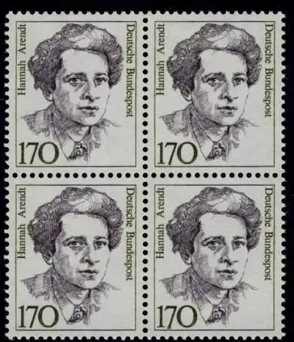 1391 Frauen Hannah Arendt 170 Pf Viererblock ** postfrisch