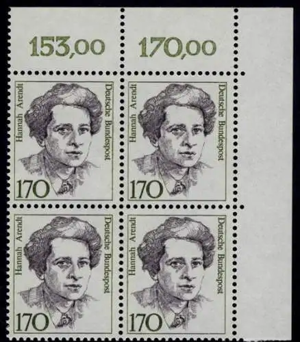 1391 Femmes Hannah Arendt 170 Pf Eck-Vbl. or ** Postfraîchissement