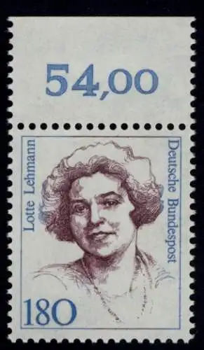 1427 Frauen Lotte Lehmann 180 Pf Oberrand ** postfrisch