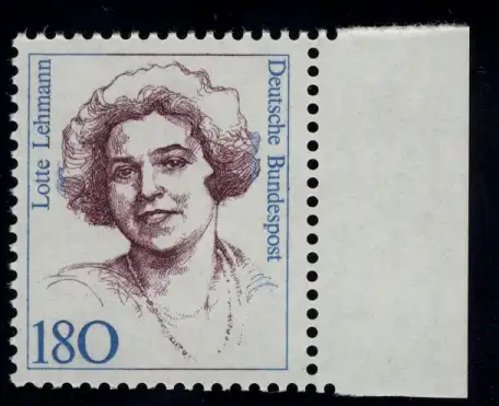 1427 Frauen Lotte Lehmann 180 Pf Seitenrand re. ** postfrisch