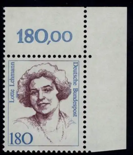 1427 Frauen Lotte Lehmann 180 Pf Ecke or ** postfrisch