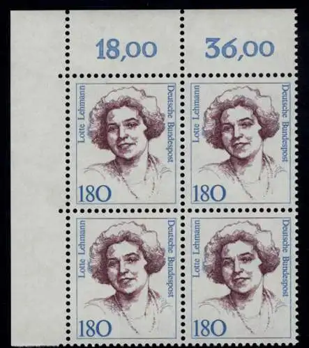 1427 Frauen Lotte Lehmann 180 Pf Eck-Vbl. ol ** postfrisch