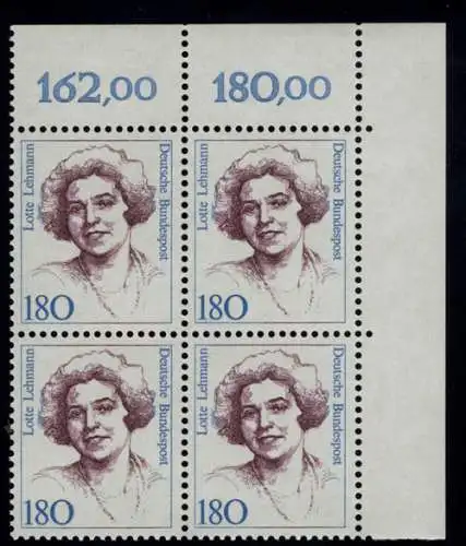 1427 Frauen Lotte Lehmann 180 Pf Eck-Vbl. or ** postfrisch