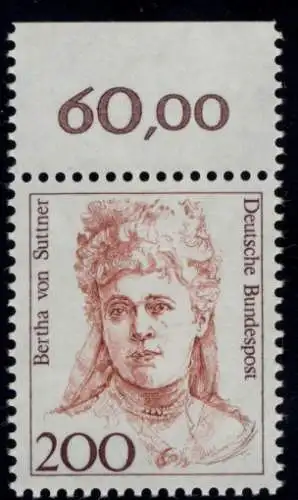 1498 Frauen Bertha von Suttner 200 Pf Oberrand ** postfrisch